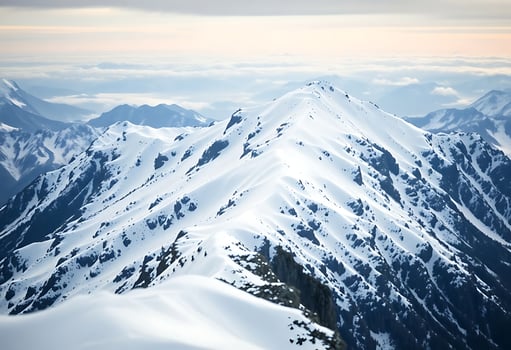 mountain range covered in snow and clouds photo