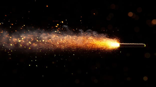 A sparkler ignites and leaves a trail of glowing sparks, creating a beautiful effect. photo