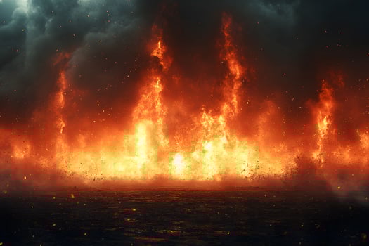 Intense Dramatic Flames and Dark Clouds, Fiery Background for Creative Design photo