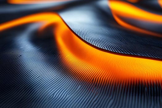 Abstract Metallic Waves with Vibrant Orange Glow - Futuristic Design for Posters and Prints photo