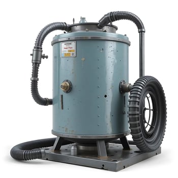 Isolated Steampunk Style Device with Metal Tank and Industrial Elements photo