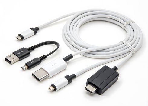 USB C Cable Bundle with Adapter Flat Lay Photo