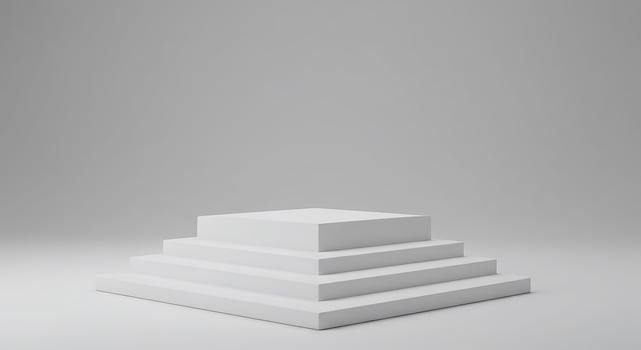 3d rendering of a white pedestal on a gray background photo