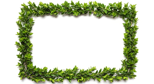 Green leaves frame on white background photo