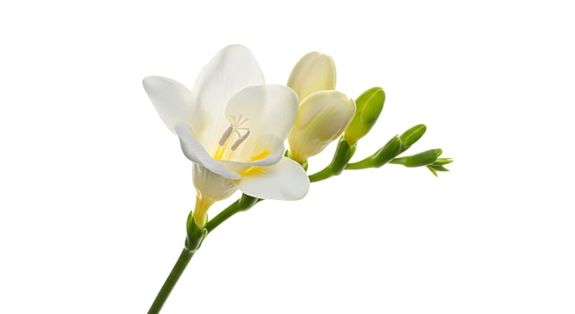 A single white flower is on a stem photo