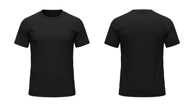Two black t - shirts mock up on a white background photo