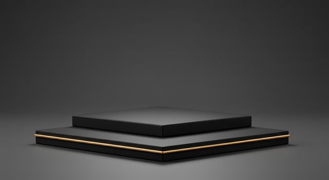 Black and gold box on a gray background photo