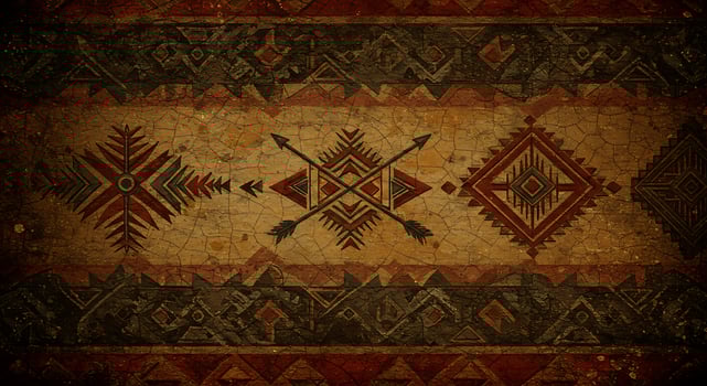 An old style tribal pattern with arrows and stars photo