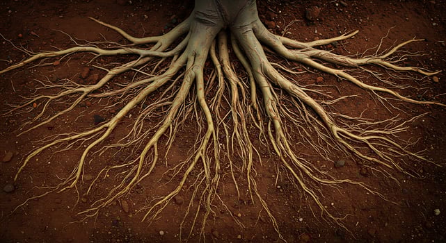 A close up of a tree with roots photo