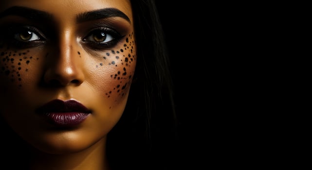 A woman with leopard spots on her face photo