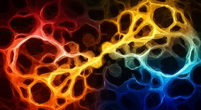 Colorful flames on a black background photo