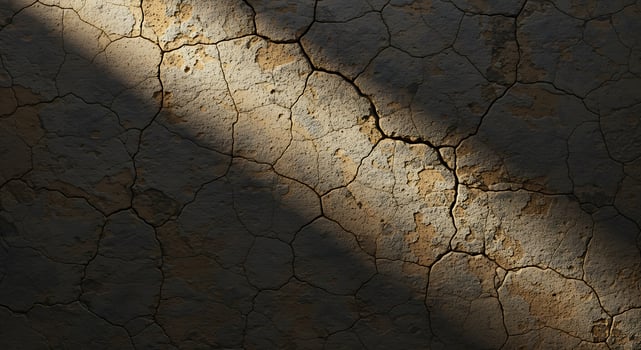 Sunlight shining through cracks in a cracked wall photo
