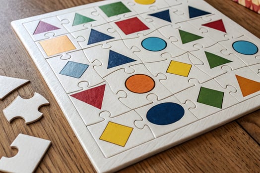 Colorful Shape Puzzle On Wood photo