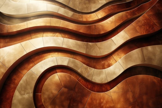 Abstract design with undulating bronze and beige shapes. photo