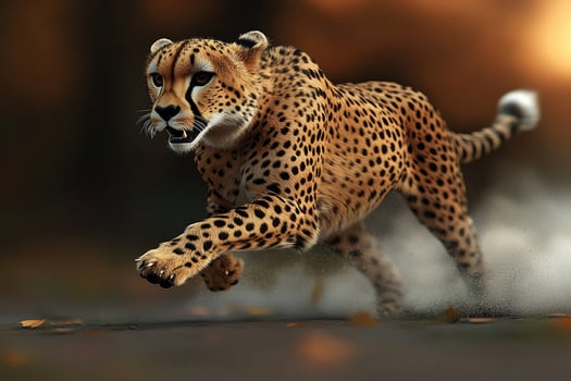Fast cheetah in motion, a stunning wildlife shot. photo