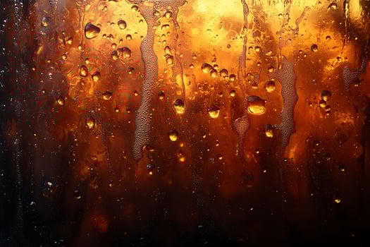 Refreshing Cold Beverage with Droplets and Condensation in Warm Light photo