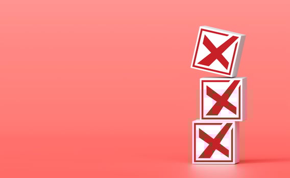 Cross icon stacked on red background. concept of prohibition disapproval and rejection. with copy space and business design. photo