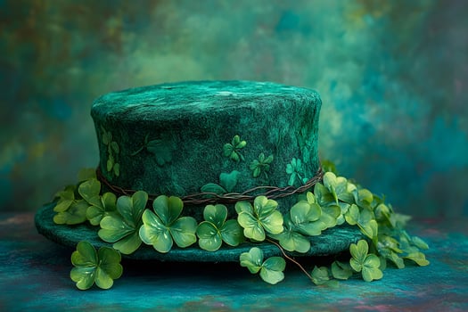 St. Patrick's Day Celebration Green Shamrock-Decorated Hat for Festive Designs photo