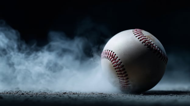 Baseball Levitating with Dramatic Lighting and Smoke, Dark Background Intensity photo
