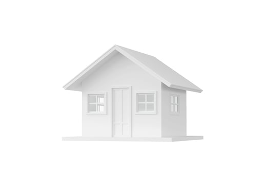 3D house model on white background with clipping path. Concept of real estate, home ownership, and housing market. Simple 3d render. photo