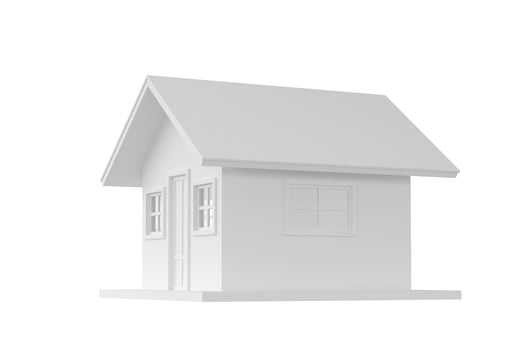 3D house model on white background with clipping path. Concept of real estate, home ownership, and housing market. Simple 3d render photo