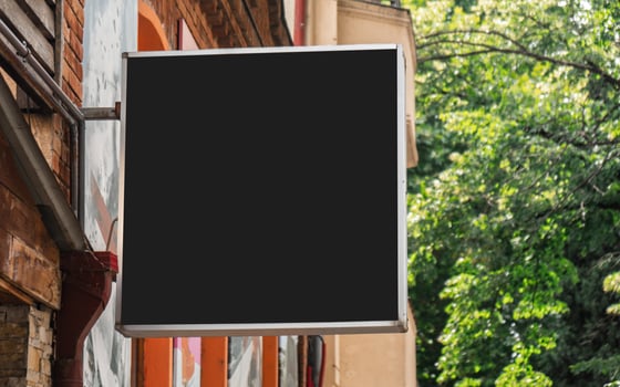 Blank store signage sign on the street. Template photo