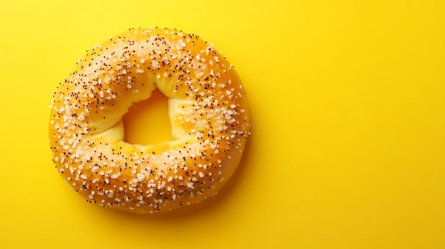 Top View Soft Pretzel With Mustard, Food Setting photo