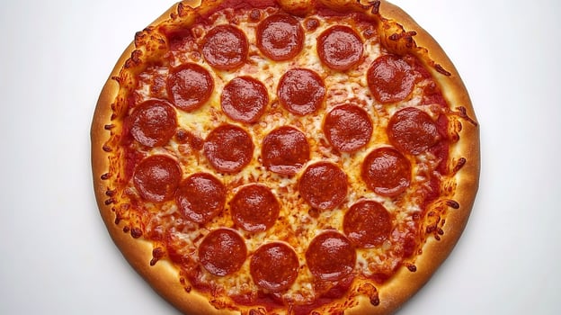 Top View Small Pepperoni Pizza, Cuisine Photography photo