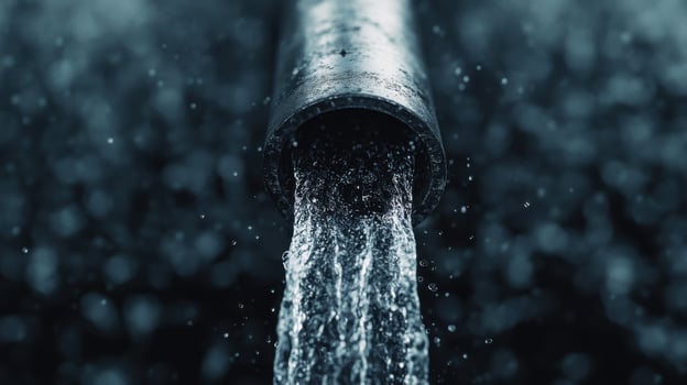 Water Flowing Through a Dark Pipe A Stunning Visual of Nature's Essence photo
