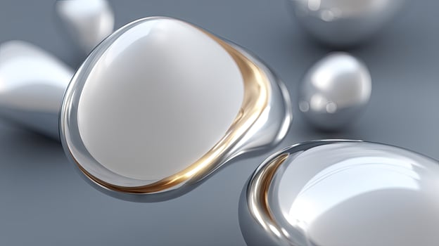 A group of shiny balls with a gold ring photo