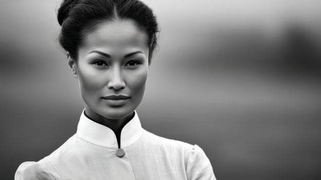 Portrait of a woman in traditional attire standing outdoors photo