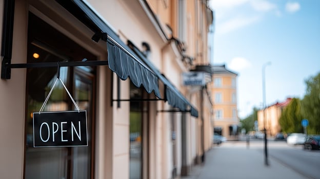 Open sign on a storefront photo