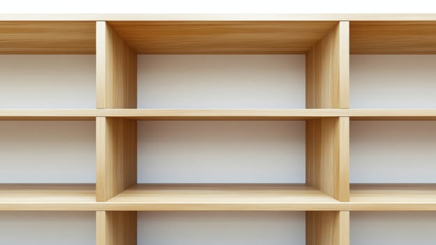 Empty wooden shelving unit in a modern space designed for organization and decoration possibilities photo