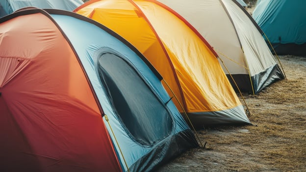 Tents set up for camping in the great outdoors photo