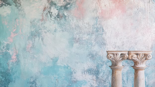 Elegant features on a pastel wall photo