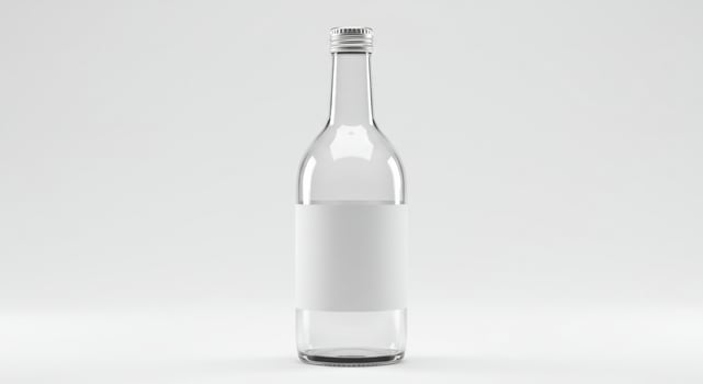 Elegant glass bottle mock-up, ready for branding, isolated on clean background photo
