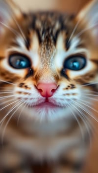 close up of a cat's face with blue eyes photo
