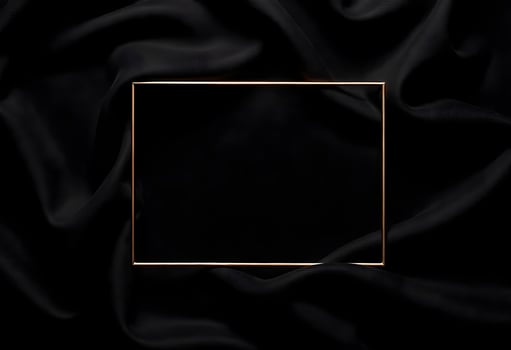 Black silk fabric with a gold frame on top photo