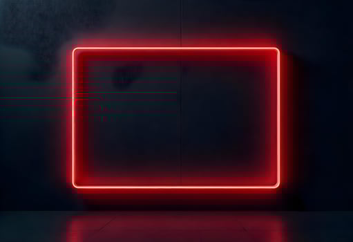 Neon square frame on black background photo