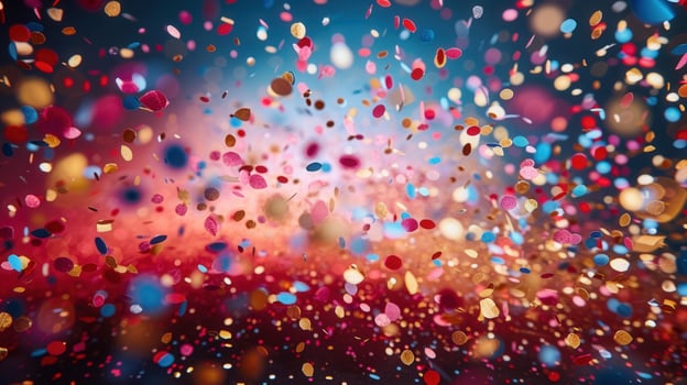 Colorful confetti is falling, creating a festive and celebratory backdrop for any joyous event. photo