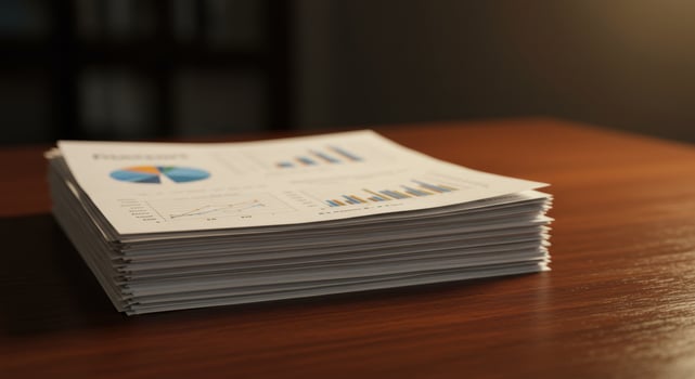 Stack of Business Documents with Charts photo