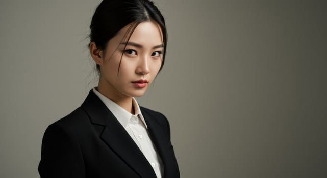 Portrait of a Young Asian Businesswoman in a Suit photo