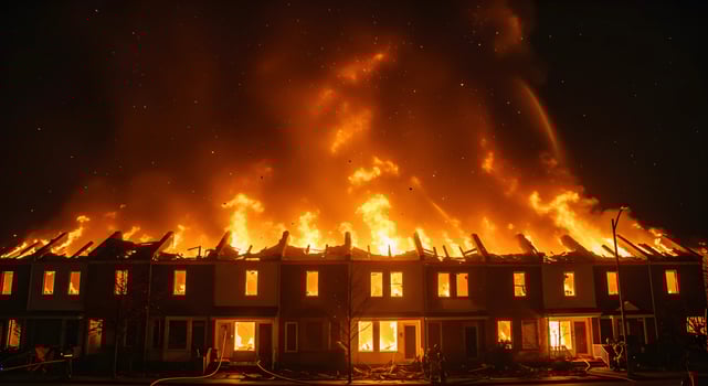 House Fire at Night. photo
