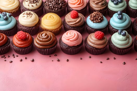 Delicious Assorted Cupcakes Arrangement for Dessert Inspiration and Food Photography photo