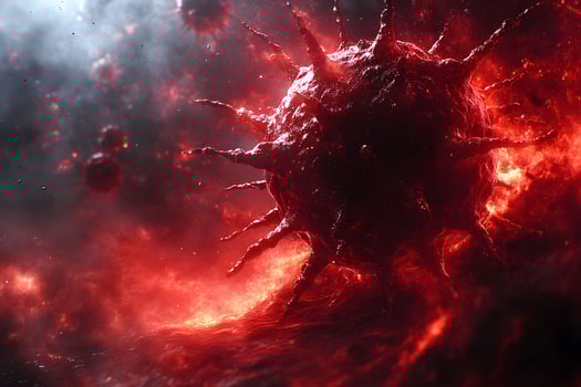 Vivid Cosmic Phenomenon Depicting Fiery Red Asteroid in Deep Space Exploration Art photo