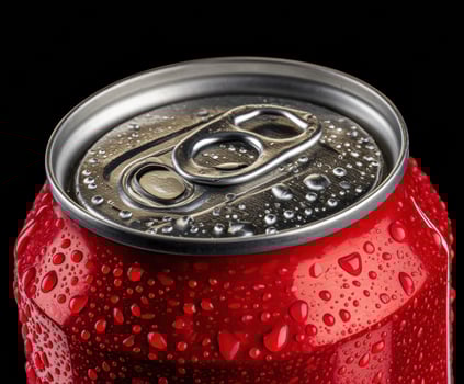 Refreshing beverage in a can with condensation ready to enjoy photo