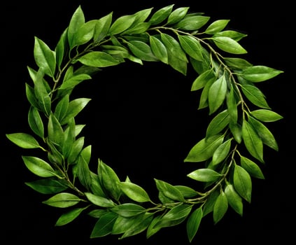 Green leaf wreath for seasonal decoration and celebration photo