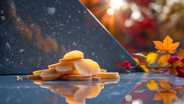 A pile of orange slices on a table photo