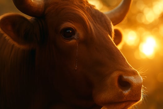 a cow with a sad face photo
