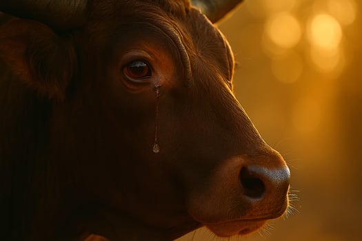 a cow with a tear on its face photo